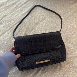 BRAHMIN NAVY BLUE ALLIGATOR SHOULDER BAG